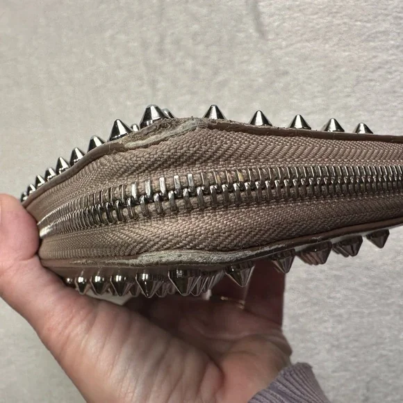 Christian Louboutin Beige Panettone Wallet with Silver Spikes - Picture 9 of 14